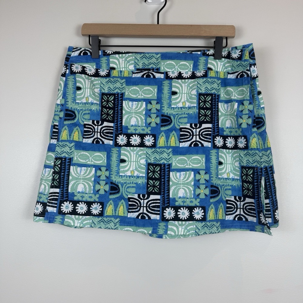 Rip Skirt Hawaii Wrap Skirt Women L Blue Tribal Swim Cover Beach Vacation Summer
